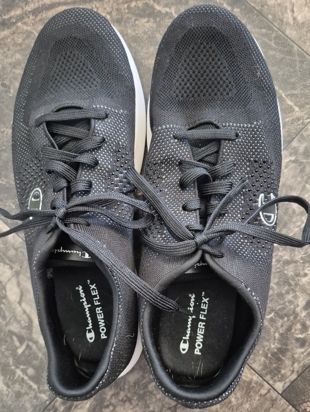 Champion Men's Black Knit Athletic Sneakers with White Sole